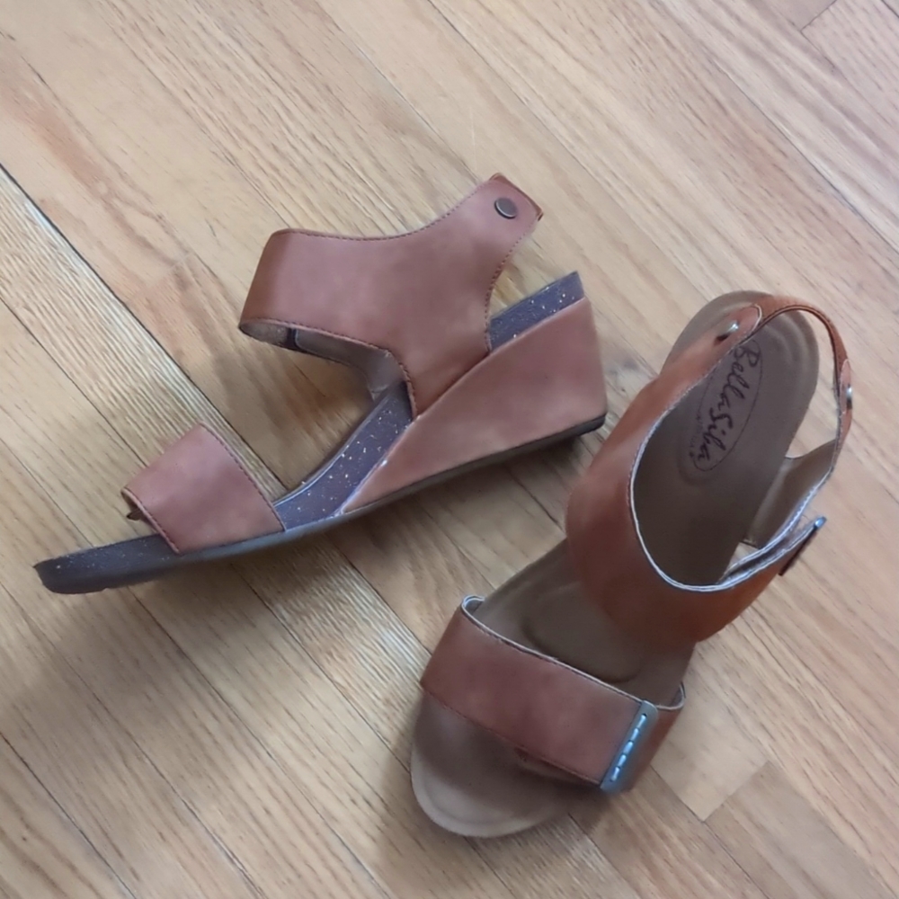 Vegan leather wedge sandals